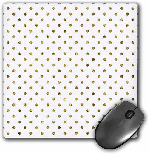 3dRose Print of Gold Bling Polka Dots Mouse Pad, 8" x 8" (mp_213095_1)...