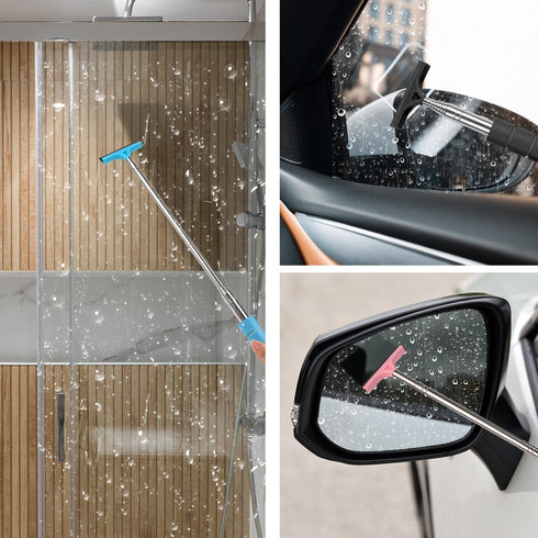 4pcs Car Side Mirror Squeegee, Retractable Car Rearview Mirror Wiper Mini Car Mirror Cleaner Cleaning Tool Vehicle Accessories for Car Windows Rai...