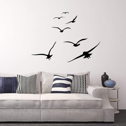 Flying Birds Wall Decals, Vinyl Stickers for Dorm, Nursery, Office, Kids Room, Bedroom, Living Room - Modern Home Decor Y20 (Black)...