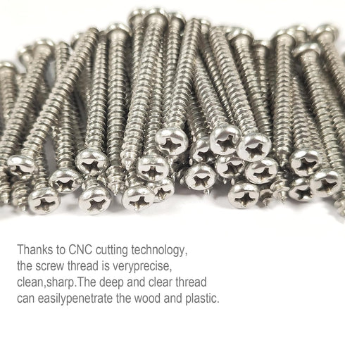Wood Screws Assortment Fasteners Kit M4,60Pcs,410 Stainless Steel,Round Head, Philips Drive, Self Tapping,Assorted Drywall Screw,Give Away Driver ...