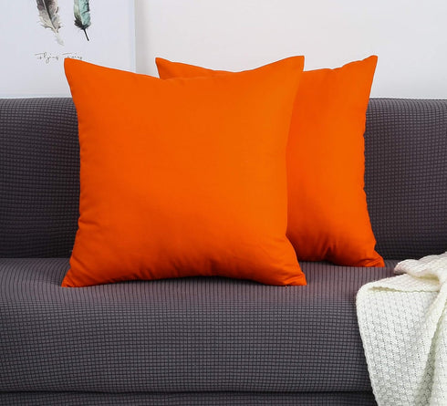 TangDepot Handmade Decorative Solid 100% Cotton Canvas Throw Pillow Covers/Pillow Shams, (26"x26", Orange)...
