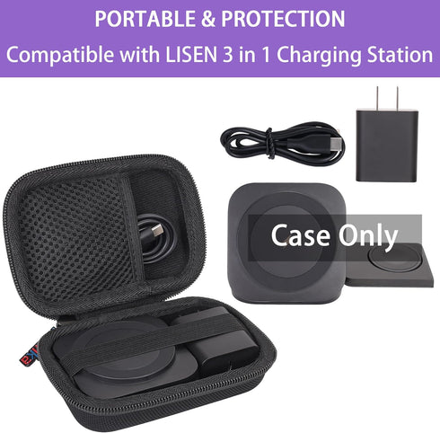 khanka Hard Travel Case Replacement for LISEN 3 in 1 Charging Station,Travel Wireless Charging Station for Multiple Devices,Case Only(Black)....