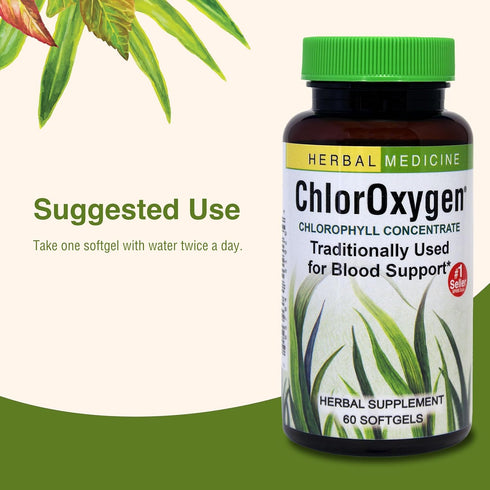 Herbs Etc. ChlorOxygen Chlorophyll Concentrate - Aids Healthy Blood Circulation - High-Altitude Environment Support - Energy Support - 60 Softgels...