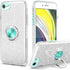 Slim Sparkly Case for iPhone SE 2020/SE 3 2022/8/7 with 360 Ring Holder Kickstand, Glitter, Silver...