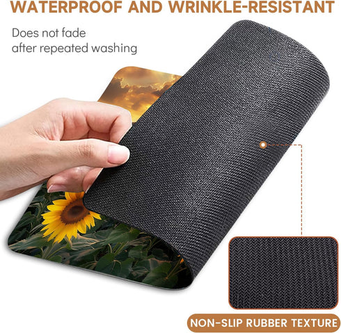 Mouse Pad, Non-Slip Rubber Base Mouse Mat Mousepad Waterproof Gaming Mouse Pad for Wireless Mouse, Computers Laptop Home Office (sunflower)...