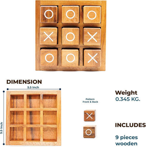 BSIRI Wooden XO Blocks (L) Tic Tac Toe Board Games - Ideal for Kids Games, Family Games and Game Night for Adults, Farmhouse Decor for Coffee Tabl...