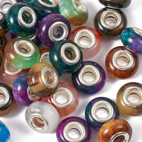 Craftdady 66Pcs Resin Gemstone Large Hole Rondelle Spacer Beads 11 Colors European Beads Slide Charm Beads for Crafts DIY Bracelets Jewelry Making...
