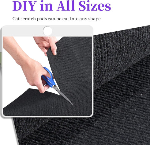 Cat Scratch Mat,Trimmable Self-Adhesive Cat Scratch Furniture Protector Cat Scratching Post Carpet Covered 78.7"x15.8" Cat Couch Protector from Ca...