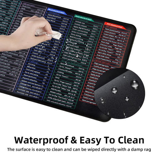 Quick Key Keyboard Mouse Pad, Non-Slip Desk Mat with Office Software Shortcuts Pattern, Upgraded Extended Large Rubber Base Mice Smooth Cloth Mous...