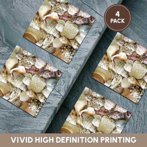 3dRose CST_40854_3 Florida Seashells II Ceramic Tile Coasters (Set of 4)...