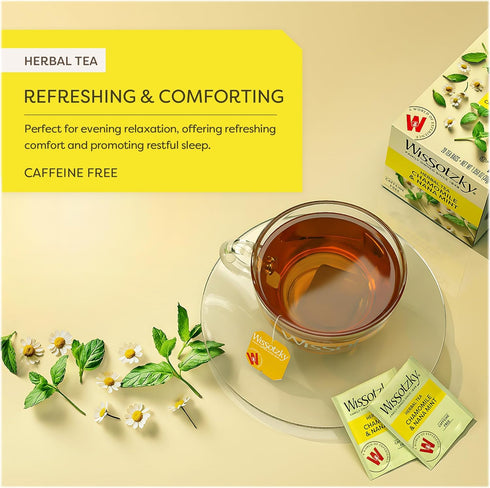 Wissotzky Chamomile Tea with Nana Mint, Herbal Tea, 20 Tea Bags | Caffeine Free | Soothing Blend | Sleep Support...