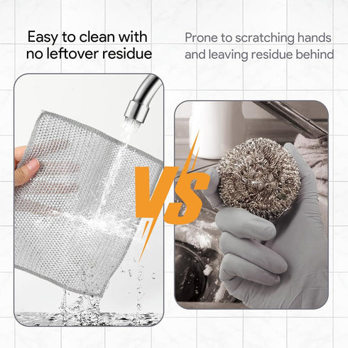Non Scratch Dish Washing Cloth Wire Kitchen Dish Towels Dishwashing Rag Scrub Scratch Cloth Tableware Scrubber and Windows Cleaning Clothes Househ...