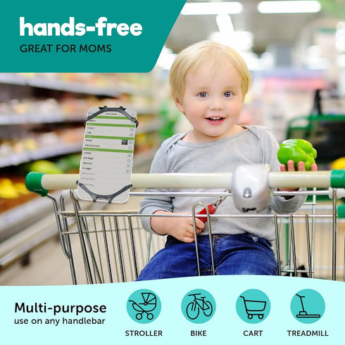 Hoovy Stroller Phone Mount | Silicone Stroller Phone Holder | Cell Phone Holder for Strollers, Shopping Carts, or Handlebars | Phone Holder Mount ...