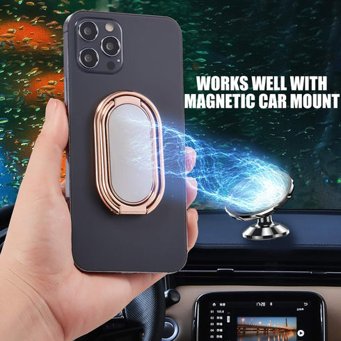 Phone Ring Holder Finger Kickstand Foldable Cellphone Stand 360° Degree Rotation Metal Ring Grip Holder for Magnetic Car Mount Compatible with iPh...