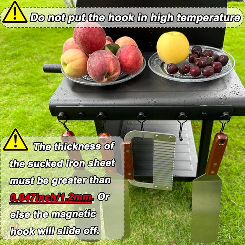 Magnetic Grill Hooks, Heavy Duty Magnetic Utensil Rack with 5 Hooks, Strong Magnetic BBQ Tool Rack, Grill Accessories for Traeger Blackstone Pit B...