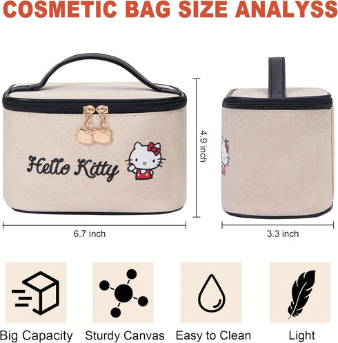 Travel Cosmetic Bag Makeup Wash Bag with Zipper Organizer Portable with Handle Storage Bag with Mirror for Women Gifts (Beige-C)...