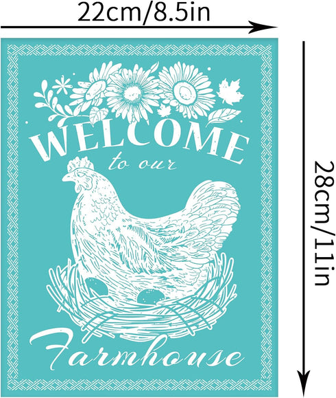 OLYCRAFT 2Pcs Farmhouse Self-Adhesive Silk Screen Printing Stencil Reusable Hen Mesh Stencils for DIY Home Decor T-Shirt Pillow Fabric Bags - 11x8...