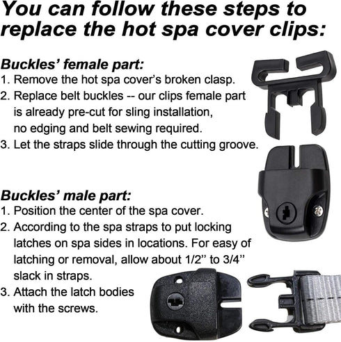 OIIKI 4 Sets Spa Hot Tub Cover Clips, Hot Tub Cover Broken Latch Repair Kit- Replacement Latches Clip Lock with Keys and Hardware Accessories for ...