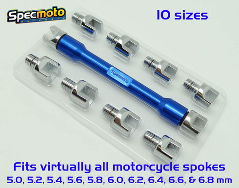 Specmoto Brand Spoke Spanner Wrench 10pc Tool fits Japanese and Euro off-road motorcycle wheels...