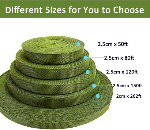 80 Feet Tree Tie Strap 1 Inch Tree Support Ties Green Staking and Guying Material Plant Tie Garden Tie Green Tree Tie Rope for Outdoor Use, Straig...