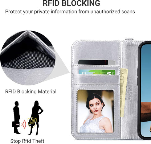 ULAK Compatible with iPhone 14 Plus Wallet Case with Card Holder, Flip iPhone 14 Plus Case for Women Girls PU Leather Kickstand Wrist Strap Shockp...