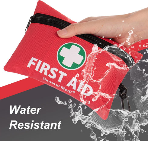 General Medi Mini First Aid Kit, 110 Piece Small First Aid Kit - Includes Emergency Foil Blanket, Scissors for Travel, Home, Office, Vehicle, Camp...