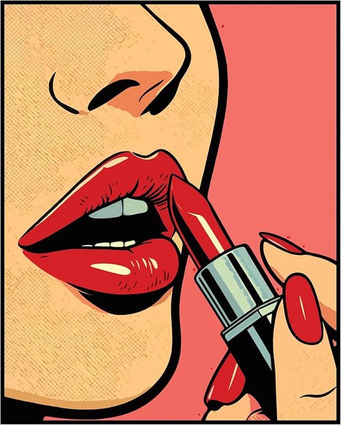 Posterizer 1 pcs-Baddie Lips and Lipstick Boss Lady-Art in Pop Style-Abstract & Modern Art-Gifts for Women-Living Room Bedroom Decor- unframed wal...