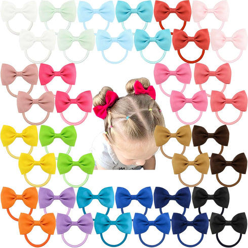 CÉLLOT Toddler Hair Accessories - 40pcs 2.75" Elastics Rubber Ribbon Bands, Bows for Baby Girls, Kids & Children...