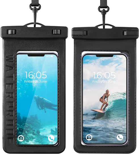 2 Pack Waterproof Phone Pouch - Large Water Proof Phone Pouch iPhone 15/14/13/12 Pro Max XS Samsung, up to 8.8", IPX8 Cellphone Dry Bag Beach Esse...
