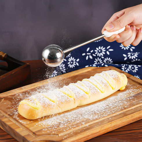 Flour Duster for Baking, Stainless Steel Flour Shaker Duster, 304 Stainless Steel Powdered Sugar Shaker Duster, Pick Up and Dust Flour Sifter, Flo...