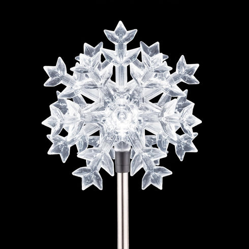 Alpine Corporation 33" H Outdoor Solar 3D Snowflake Garden Lawn Stakes with LED Lights (Set of 2)...