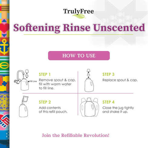 Unscented Softening Rinse, Natural Fabric Softener - Plant-Based, Non-Toxic, Safe for Babies & Kids, Includes: Empty refillable 50oz Bottle with M...
