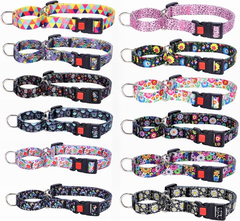 Heavy Duty Dog Collar with Buckle, No Pull Escape Proof Limited Choke Pinch Pet Martingale Collars Quick Release for Small Medium Large Breed Dogs...