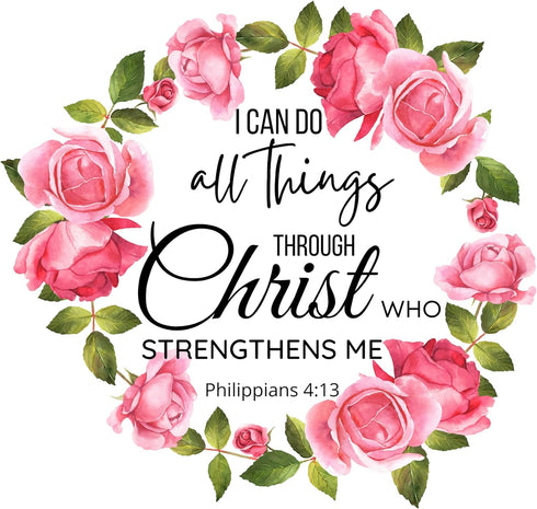 Fabric Panel 16"x16" Bible Verse 100% Cotton Quilting Panel Square Philippians 4:13 AM340...