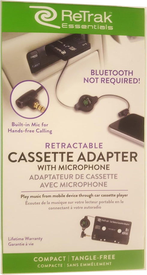 ReTrak ETESCAS Retractable Cassette Player Adapter and Microphone...
