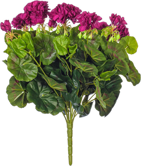 Vickerman Everyday Artificial Purple Geranium Bush 17.5" Long - Premium Faux Floral Decor for Wedding or Everyday Arrangements - Maintenance Free ...