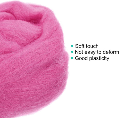 uxcell Needle Felting Wool, 1.76oz Natural Fibre Wool Roving Yarn Wool Felting Supplies for Needle Felting Yarn DIY Handcrafts, Bright Purple...