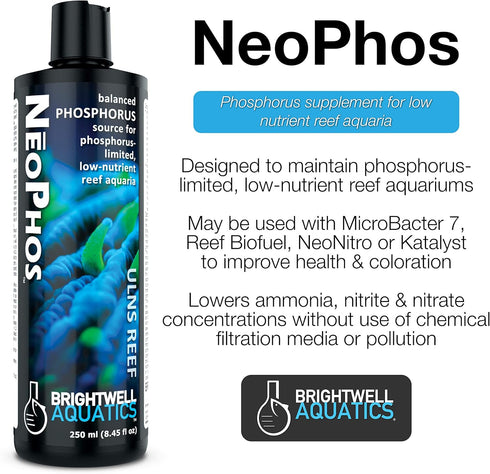 Brightwell Aquatics - NeoPhos - Balanced Phosphorus Source for Phosphorus-Limited, Low-Nutrient Reef Aquaria - Aquarium Water Treatments, 16.9 fl ...