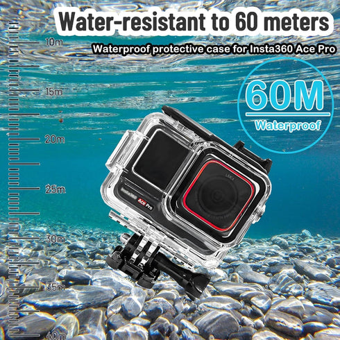 Waterproof Case&Floating Hand Grip Compatible with Insta360 Ace Pro, Protective Underwater Dive Housing Shell with Bracket Accessories for Insta36...