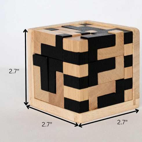 Wooden Brain Teaser Puzzle Cube: Cool Office Gadgets for Desk, Block Puzzles & Cube Puzzle for Adults and Teens | Educational Toy | 54 L-Shaped Pi...