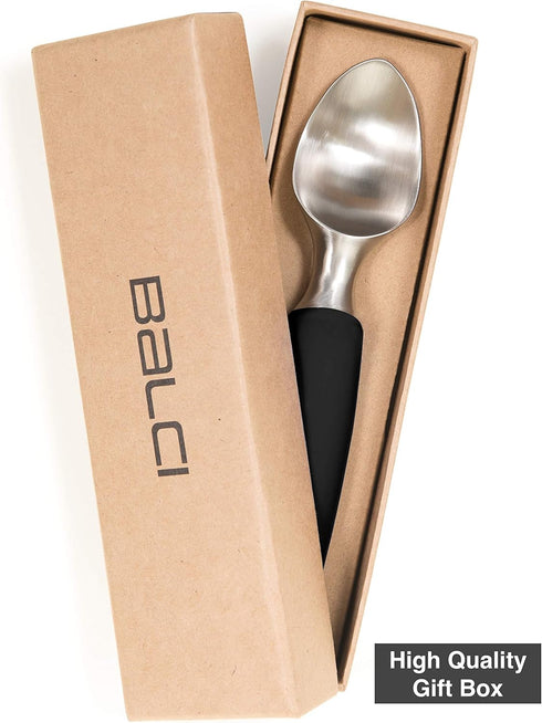 BALCI Ice Cream Scoop - Heavy Duty Stainless Steel Icecream Scooper With Non-Slip Rubber Grip - Professional Metal Ice-Cream Spade - Dishwasher Sa...