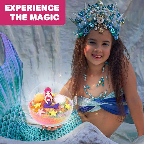 ArtCreativity Crystal Mermaid Terrarium Kit for Kids - Mermaid Craft STEM Project for Toddlers 4-6 - Adorable Mermaid Gift for Girls 5-7 with Fair...