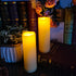 2 Pack Outdoor Flameless Pillar Candles with Remote & Timer Battery Operated Waterproof Electric LED Candle Set for Halloween Home Décor Party Wed...