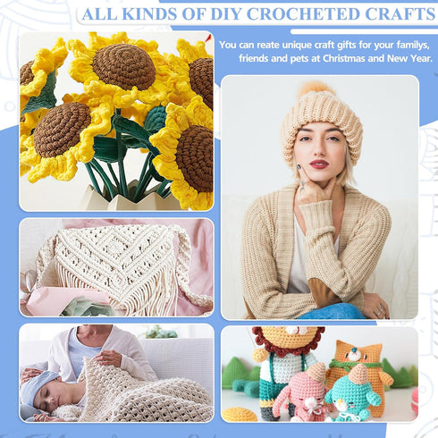 Coopay Crochet Set for Beginners, Crochet Hooks Ergonomic Soft Grip 2mm-6mm Metal Crochet Hook for Crochet Yarn, 19PCS Crochet Needles Set with St...