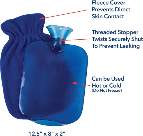 Carex Hot Water Bottle With Cover, Rubber - Heat Therapy and Cold Therapy - For Cramps, Pain Relief, Arthritis, Aches and Pains...