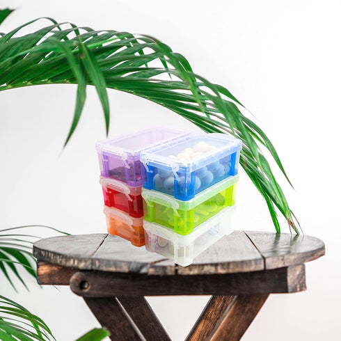 Small Plastic Box, 4.3" X 2.3" X 1.5" Stackable Mini Storage Box with Lid, Clear Organizer Container for Jewelry Beads Small Crafts Items Accessor...