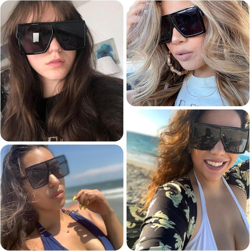 GRFISIA Square Oversized Sunglasses for Women Men Flat Top Fashion Shades...