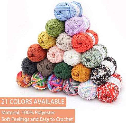 NICEEC 2 Skeins Soft T-Shirt Yarn for Crochet & Knitting -Easy Crocehted Solid Color Fabric Cloth Yarn for Handmade DIY Crafts - Bag, Basket, Cush...