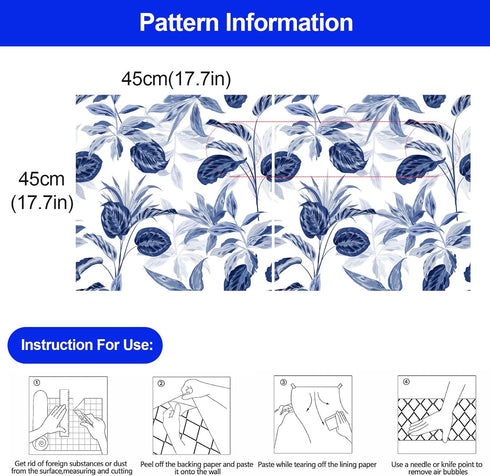 Palm Tree Leaf Navy Blue and White Floral Wallpaper Peel and Stick Tropical Wallpaper Jungle Contact Wall Paper Leaves Flower Watercolor Bathroom ...