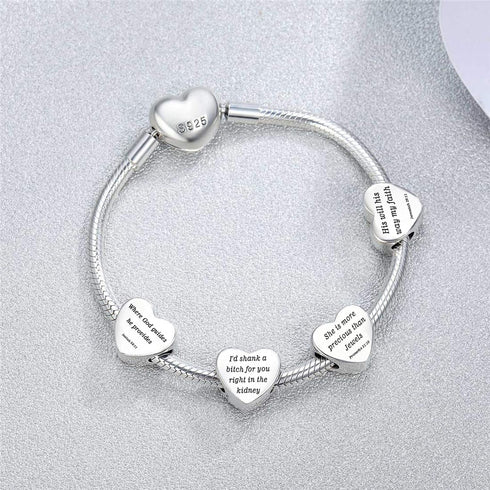 Heart Charm Fit for Pandora Charms Bracelet Inspirational Engraving Jewelry Personality Encouragement Gifts for Women...